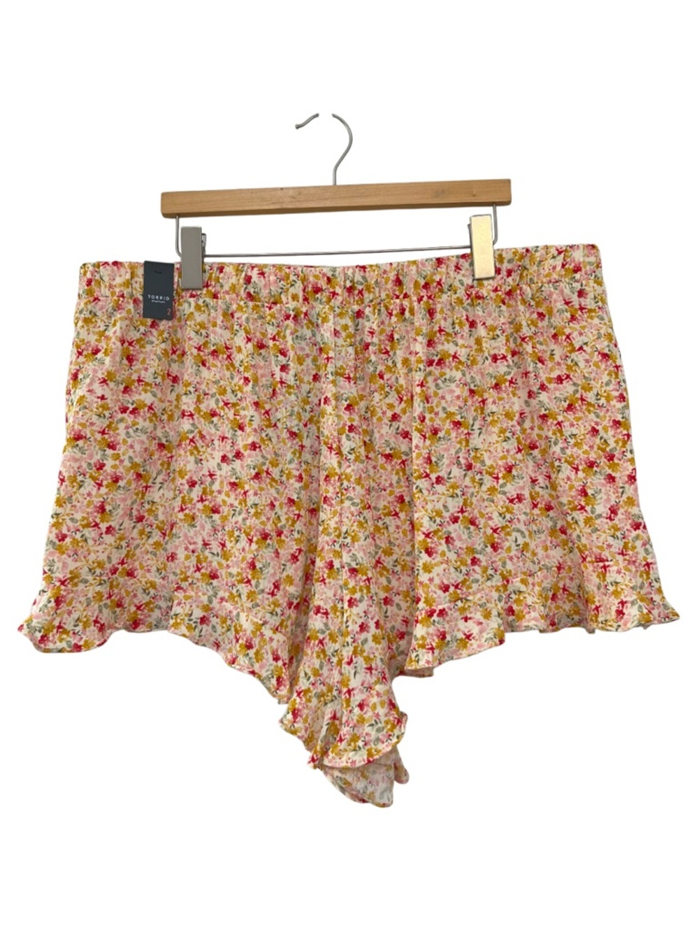 Torrid Sunshine Ditsy Floral Gauze Ruffle Shorts Pull-On 2X NWT - Picture 7 of 12
